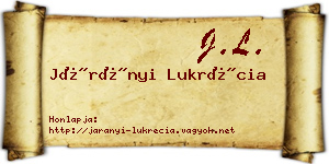 Járányi Lukrécia névjegykártya